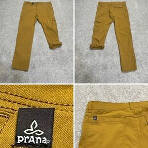 Prana Mens cargo adjustable straight fit hiking pants 36x30 yellow outdoor camp